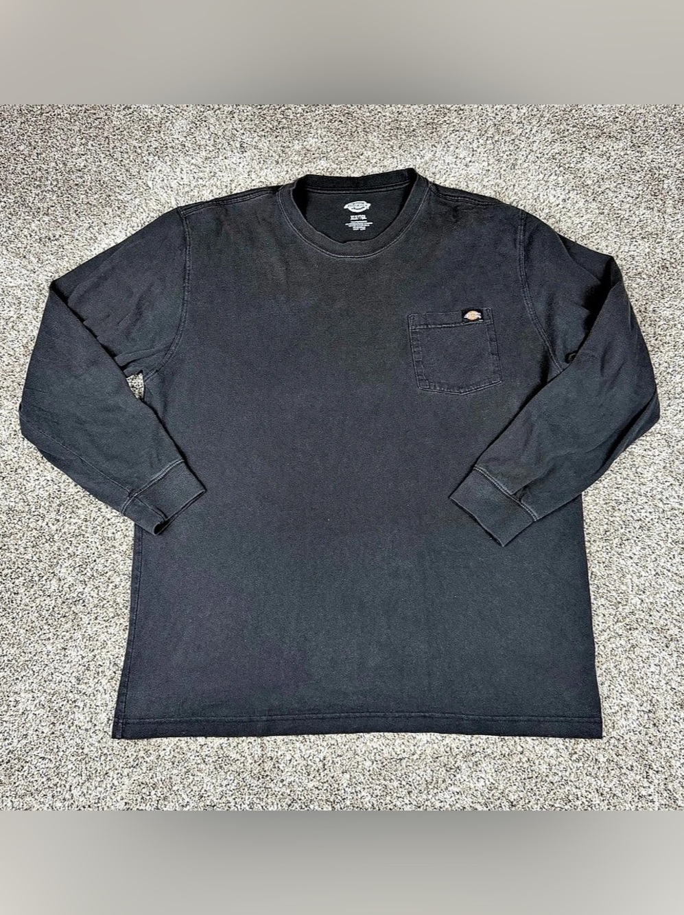 Sz XLT Men’s Dickies Brand Long Sleeve Pocket Work Tee Shirt Black Faded